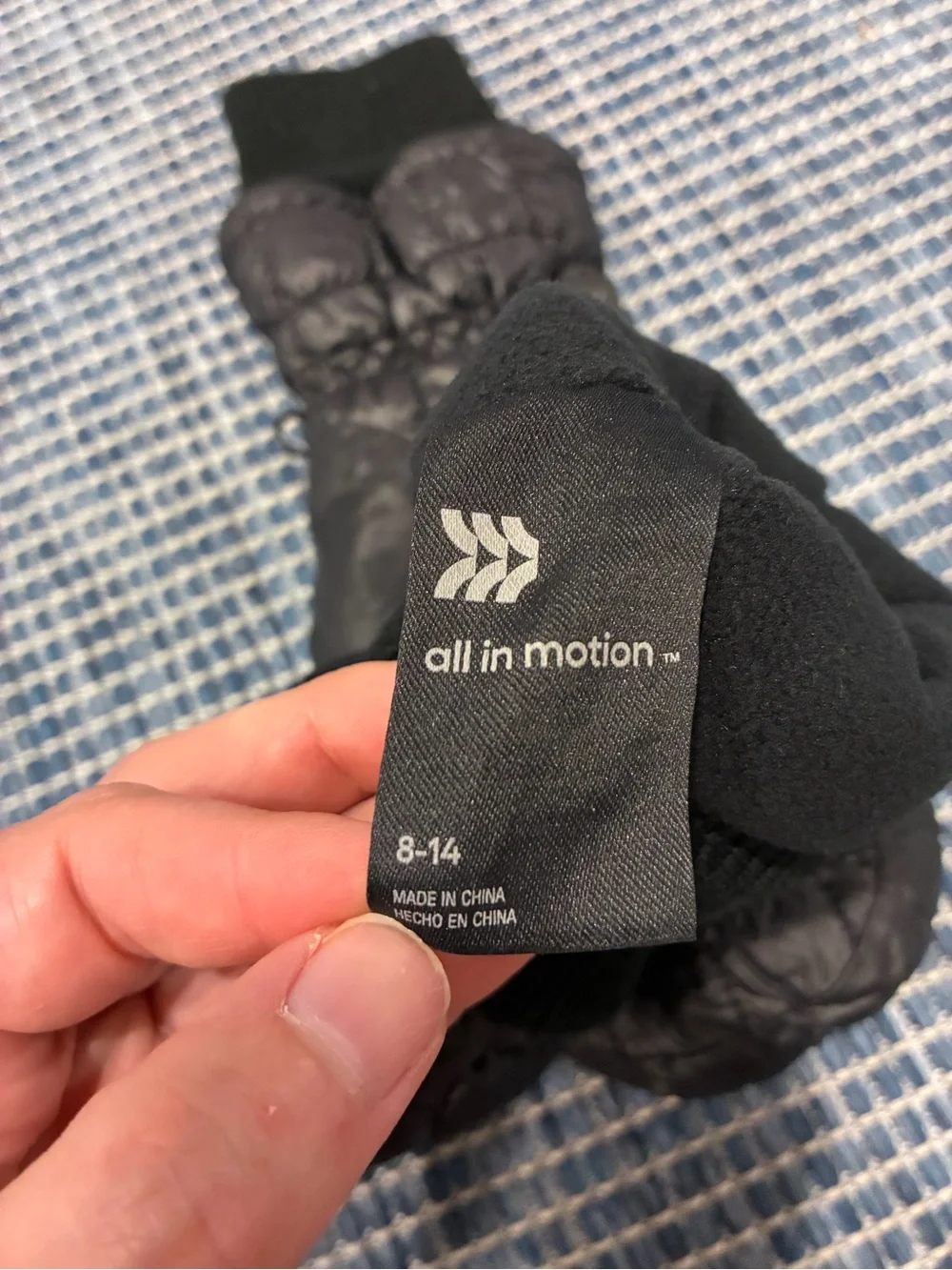 all in motion Black Quilted Puffer Mittens with Knit Cuff